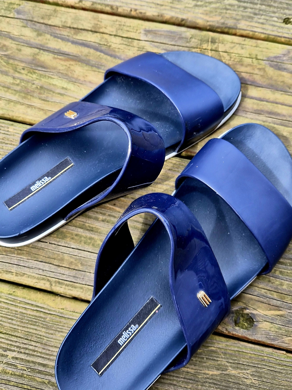 Melissa Navy Twin-Strap Slide Sandals